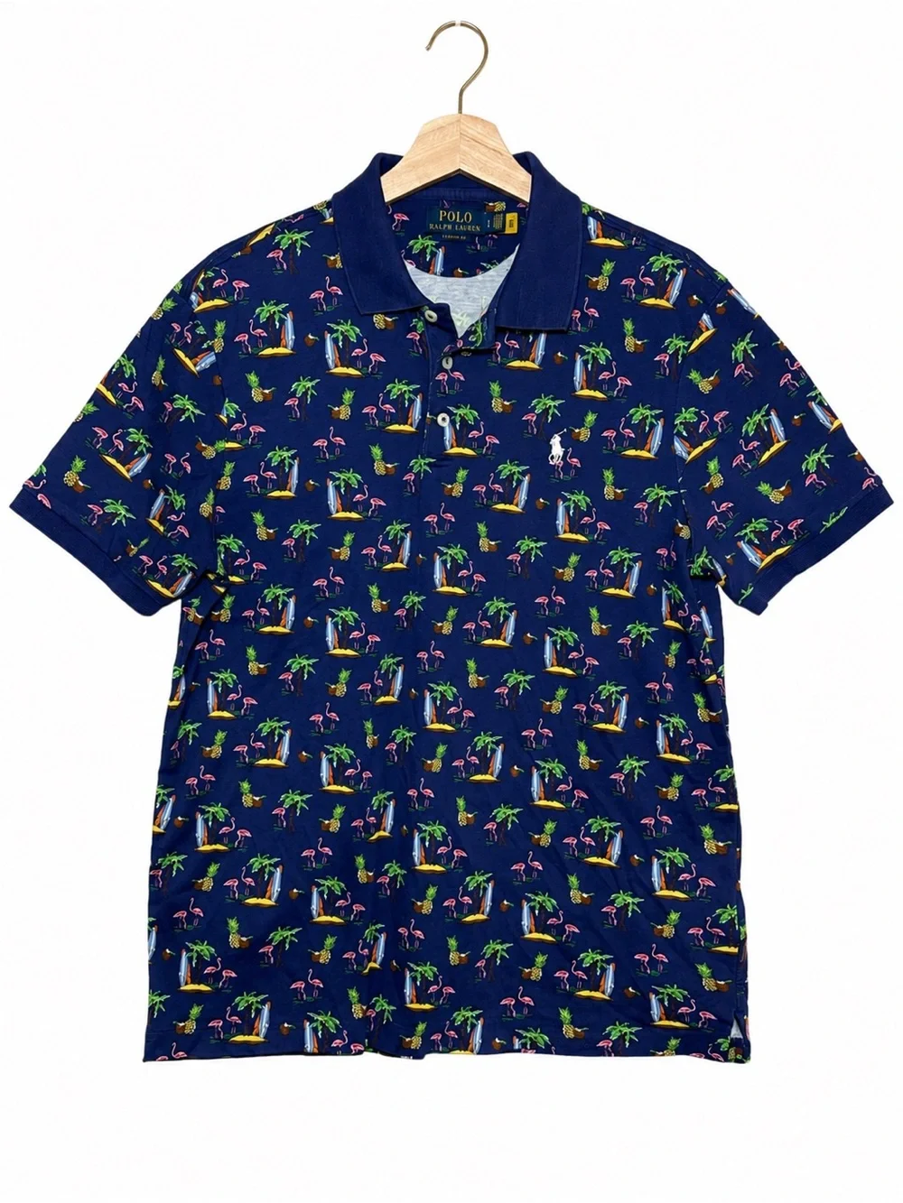 Polo Ralph Lauren Tropical Print Polo Shirt Flamingo Palm Tree Island Golf